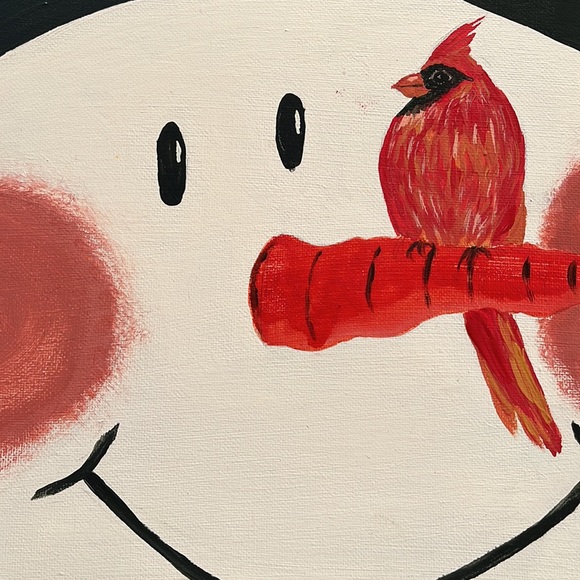 Holiday Snowman Canvas with Red Cardinal - Picture 5 of 9